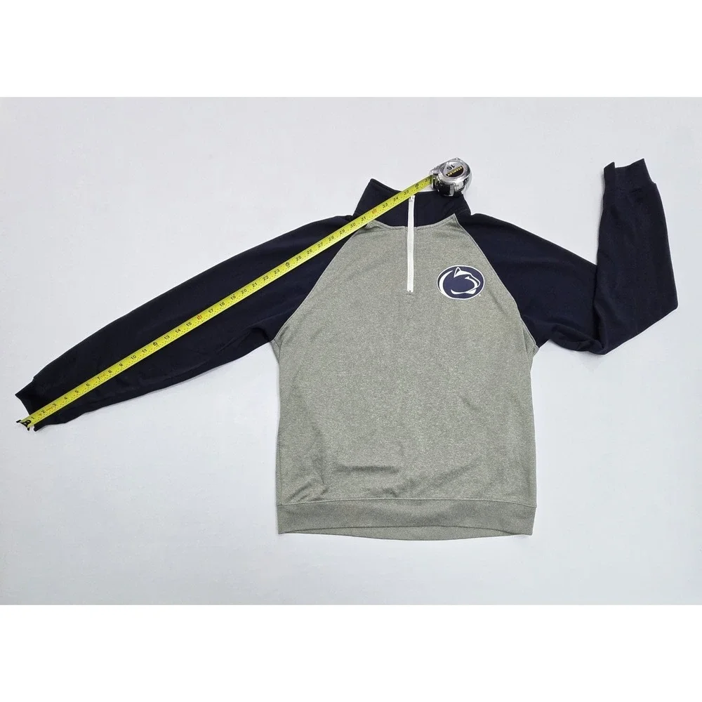 Penn State Nittany Lions Quarter Zip Pullover Sweatshirt Gray Navy Mens Large
